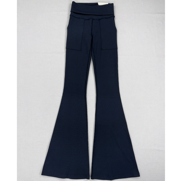 Aerie Offline Womens Fold Over Ribbed Flare Legging Small Black - Picture 3 of 16